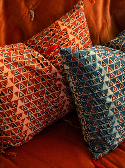 Ajrak cushion cover