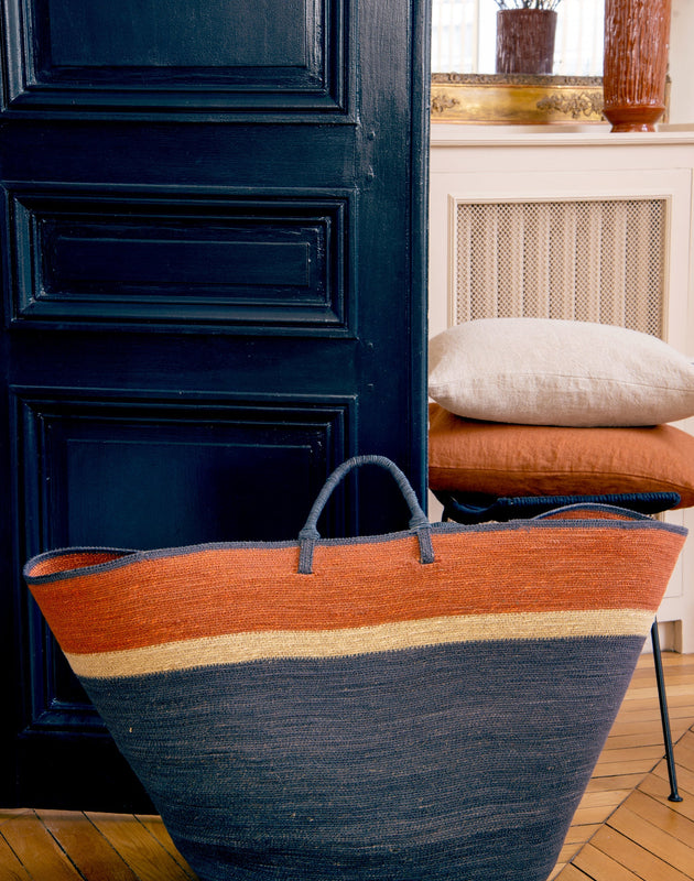 Panier TIBA tissée en jonc de mer et coton- CARAVANE