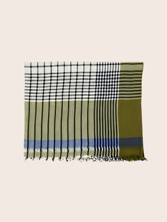 Echarpe verte avec des rayures en coton