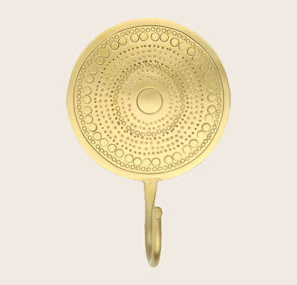 Patère Hamae en laiton patiné et formes martelées