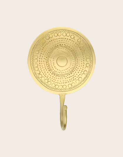 Patère Hamae en laiton patiné et formes martelées