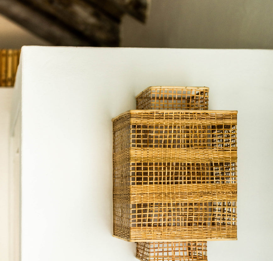 Applique murale en bambou de couleur naturelle