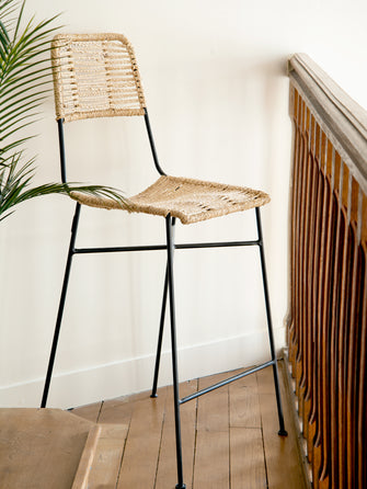 Chaise haute en fibre végétale couleur naturelle