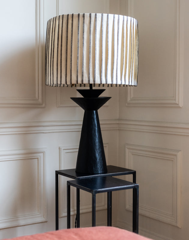 Pied de lampe Rosha avec abat jour Baco en papier