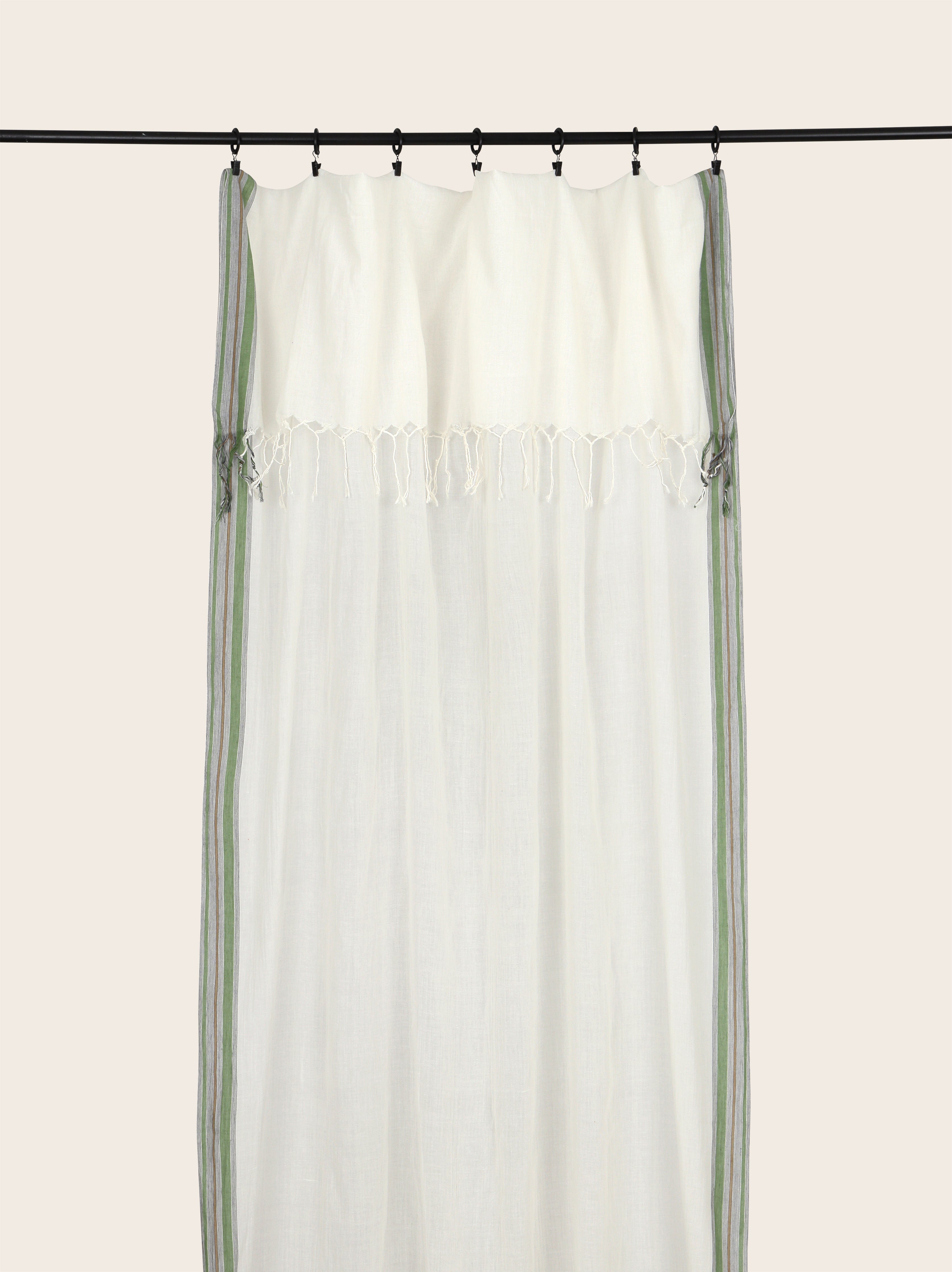 Sivi cotton voile curtain with fringes - Sheer curtain - Caravan