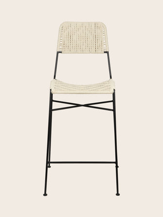 Chaise haute Murgi en coton tressé couleur claire ivoire