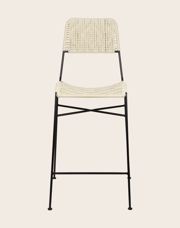 Chaise haute Murgi en coton tressé couleur claire ivoire
