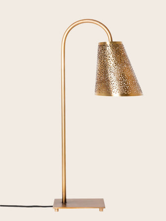 Lampe à poser Ella bronze en acier fabriquée à la main et son abat-jour perforé