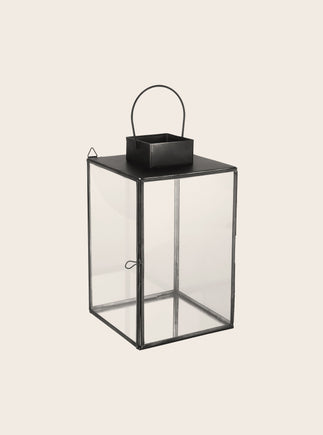 Lanternes élégantes en verre et acier brut noir Aladin