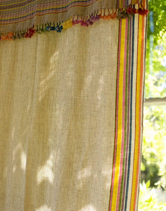 Rideau Dupatta en coton biologique à rayures multicolores