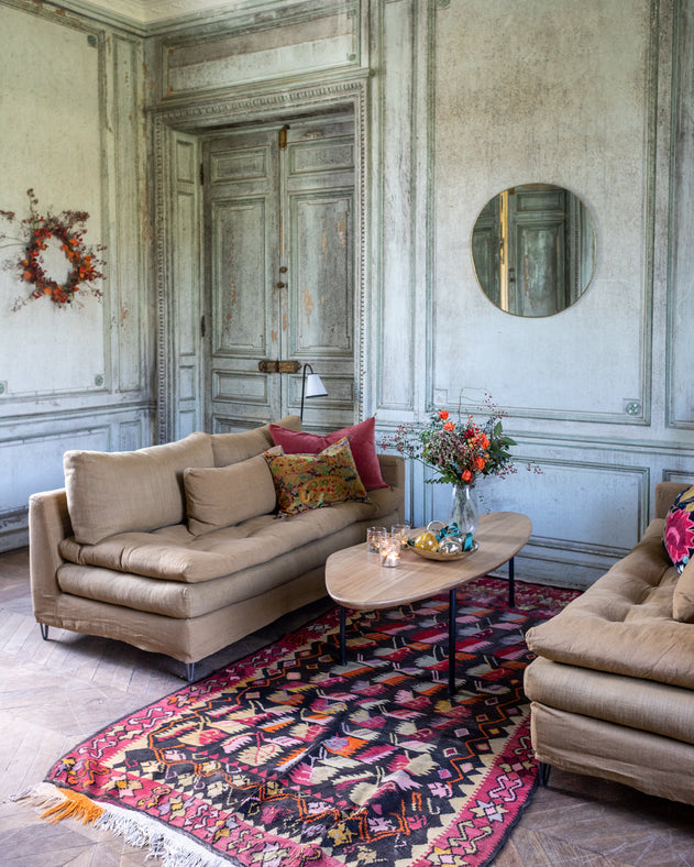 Housse de coussin en velours de coton Inika et motifs floraux