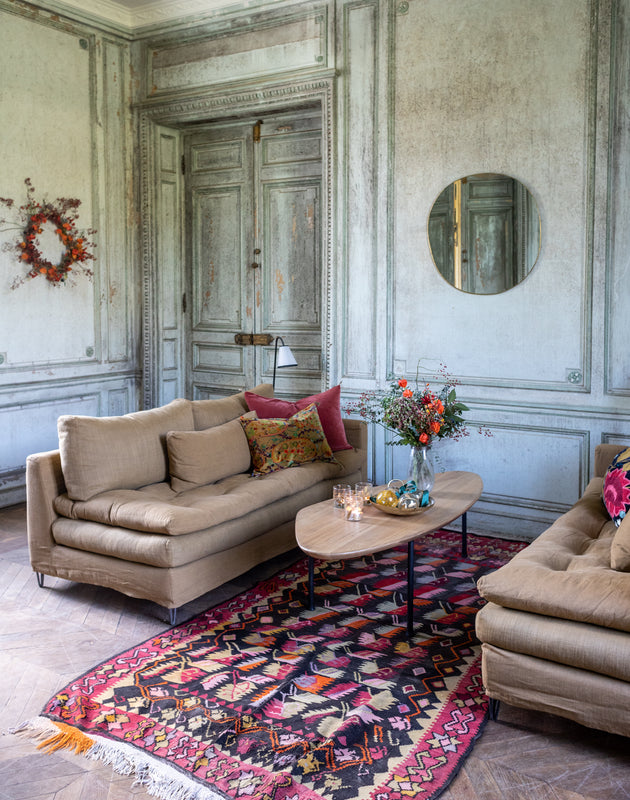 Housse de coussin en velours de coton Inika et motifs floraux