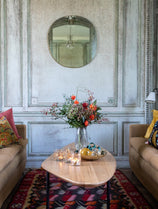 Grand miroir mural en laiton serti main Ame