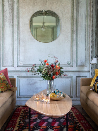 Grand miroir mural en laiton serti main Ame