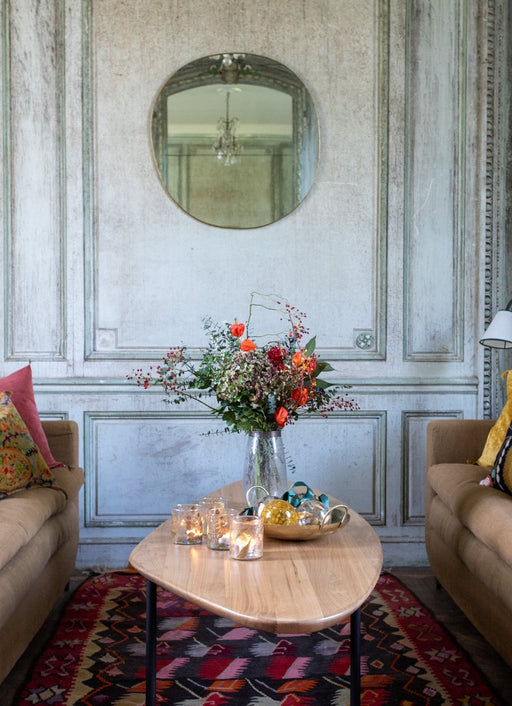 Grand miroir mural en laiton serti main Ame