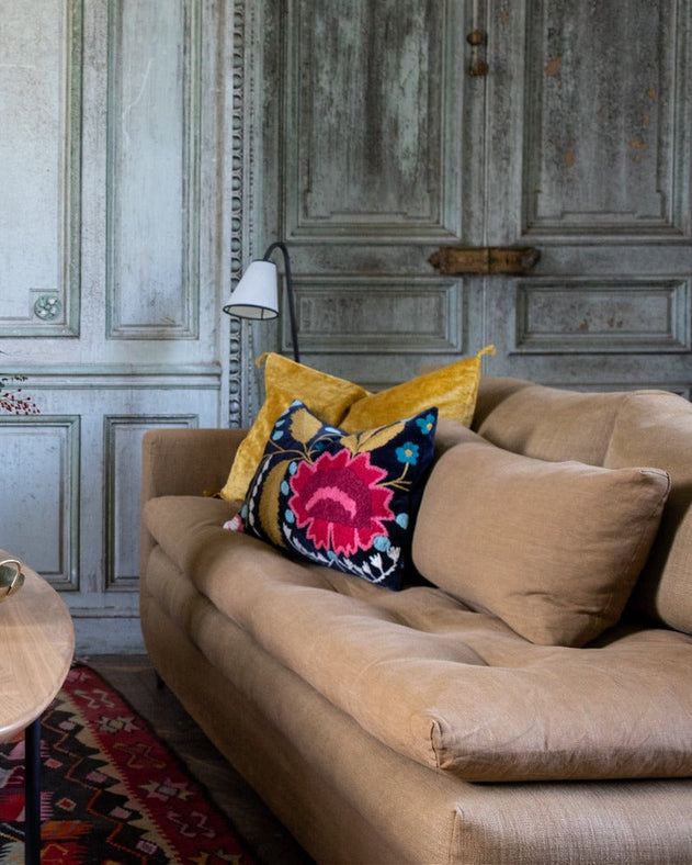 Housse de coussin Mysore aux motifs fleuris et chaleureux