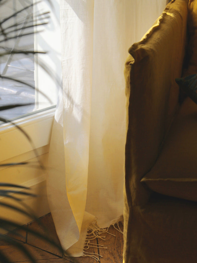 Rideau léger à franges fines en coton Ashoka