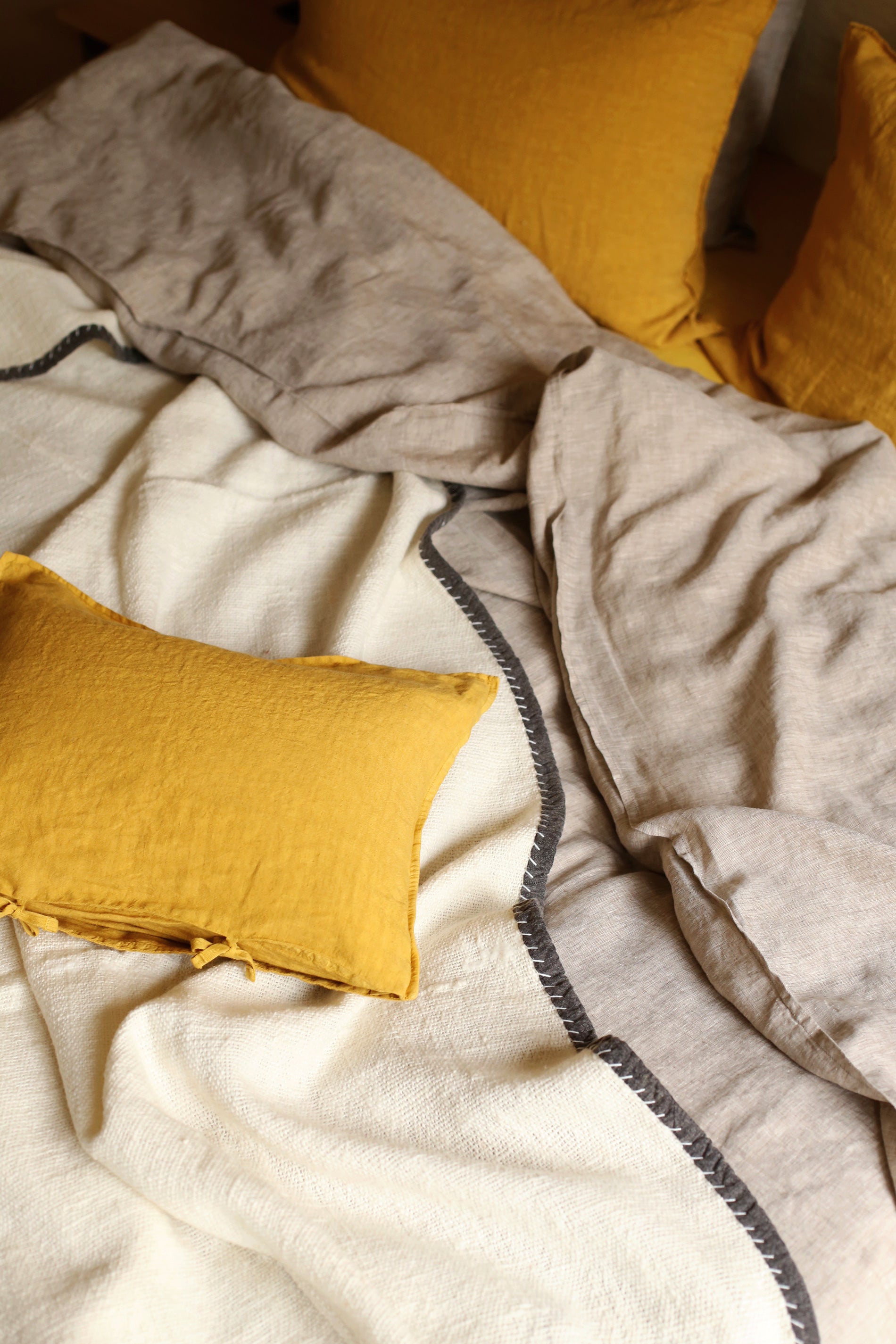 Chambre : linge de lit en khadi de coton 