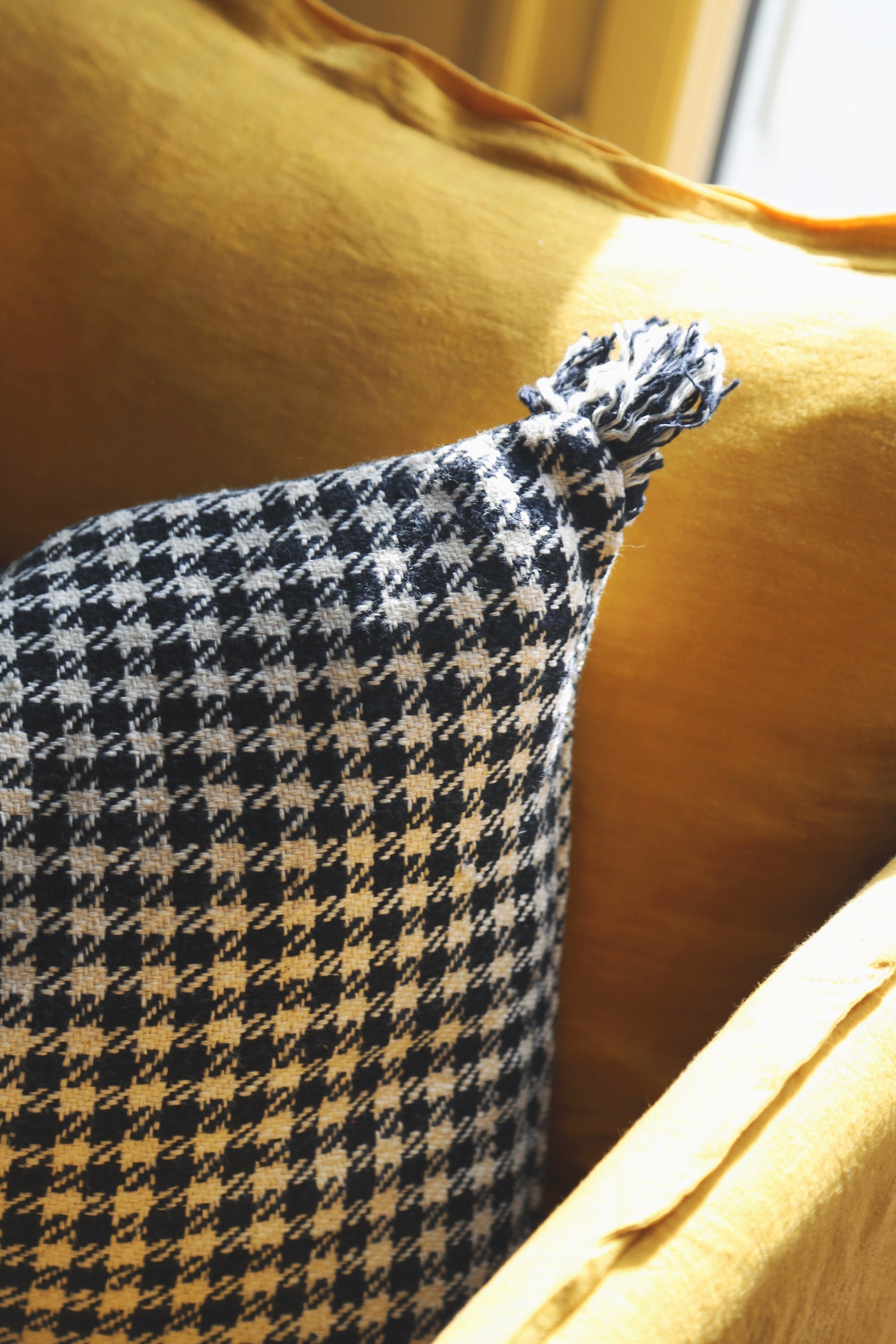 Housse de coussin pied de poule