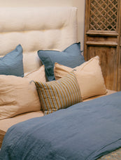 Housse de coussin rectangulaire à rayures en coton Raana