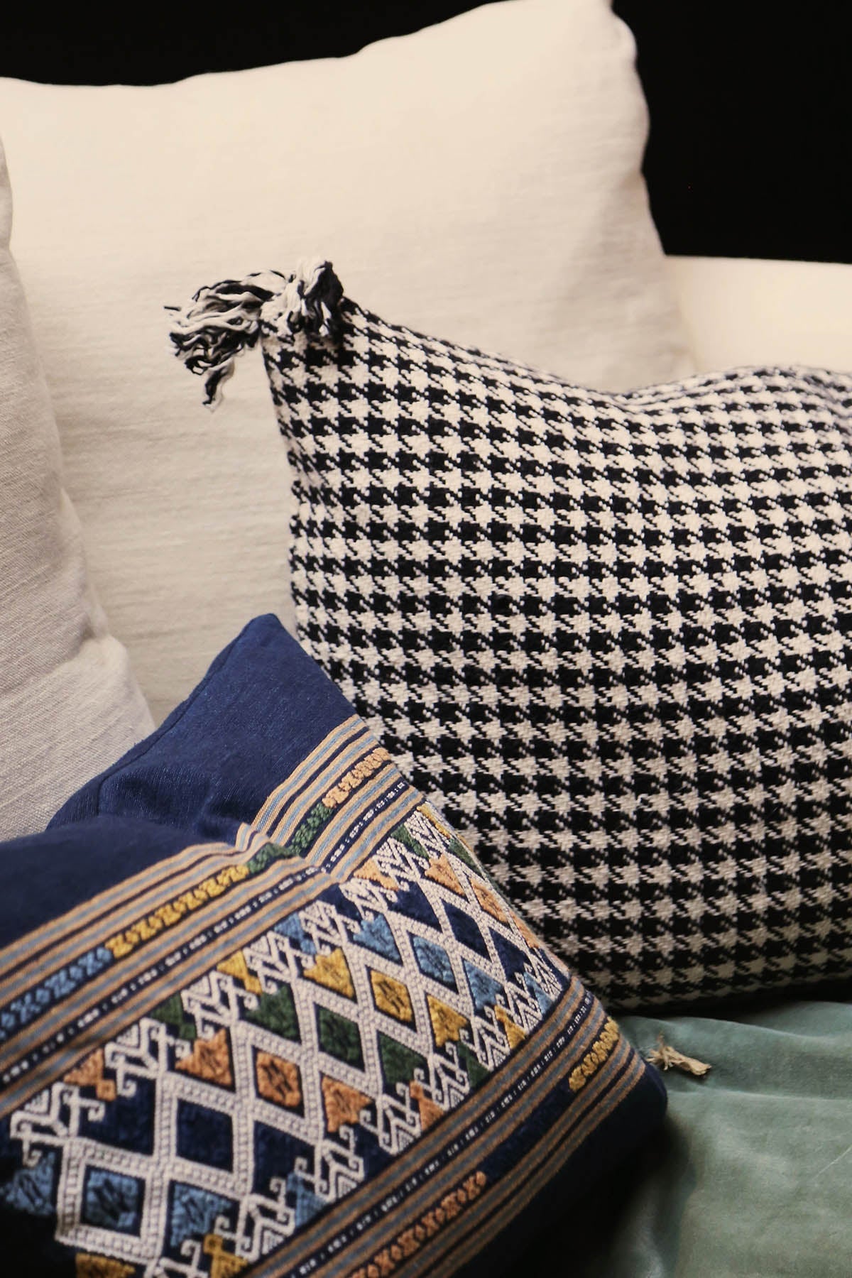 Housse de coussin pied de poule