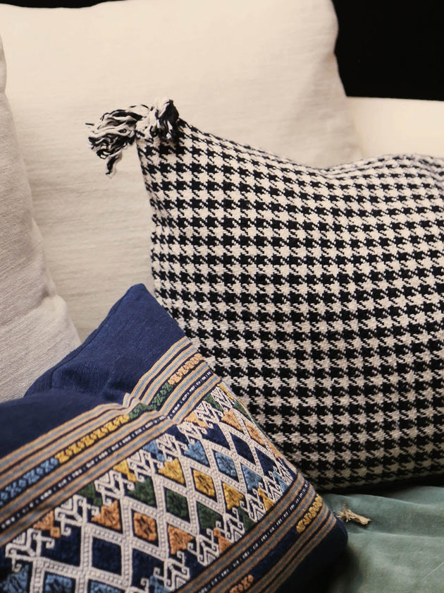 Housse de coussin pied de poule