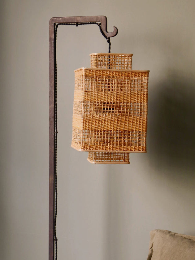 Luminaire à suspendre naturel en bambou façon lampion