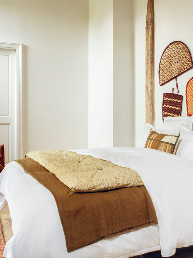 Literie : linge de lit housse de couette en percale de coton bio blanc