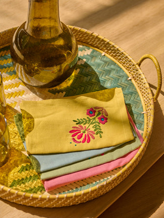 Set de 4 serviettes brodées Rosaly