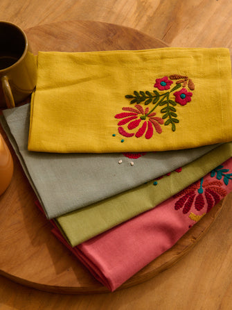 Set de 4 serviettes brodées Rosaly