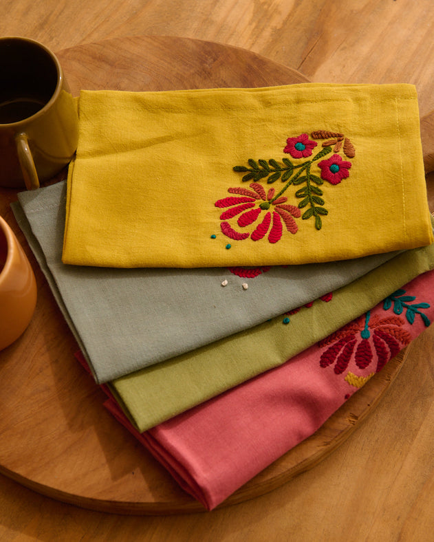 Set de 4 serviettes brodées Rosaly