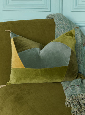 House de coussin Orion en velours lavé couleur Mousse