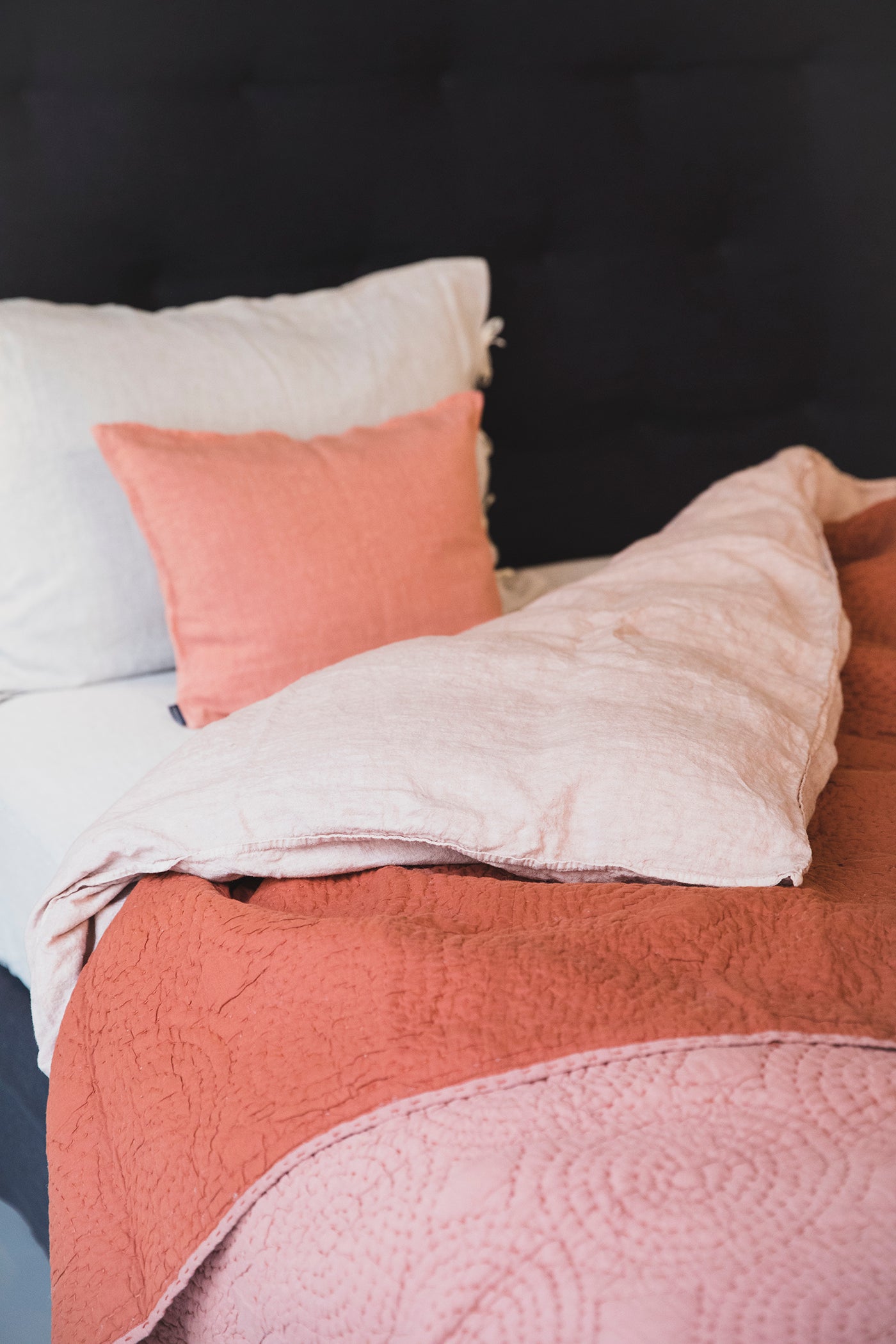 Linge de lit à double face rose