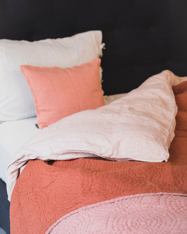 Linge de lit à double face rose