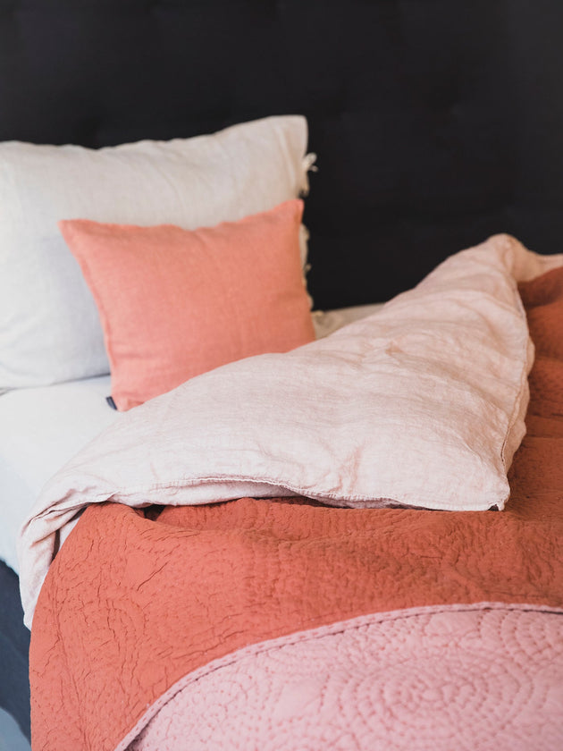 Linge de lit à double face rose