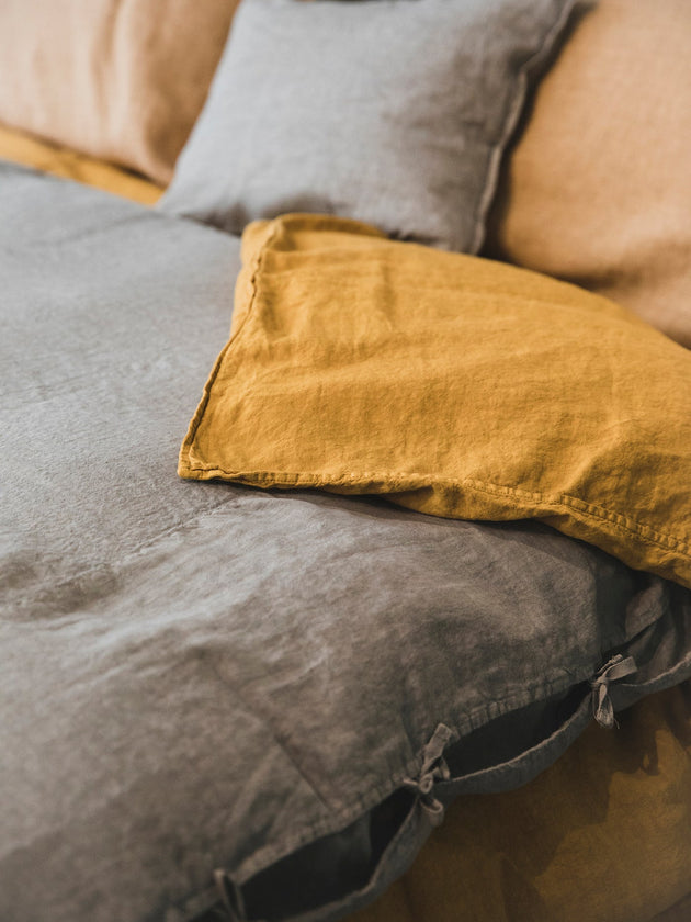 Literie : parure de lit en lin lavé