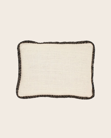 Housse de coussin Khadi en khadi de coton blanche et noire
