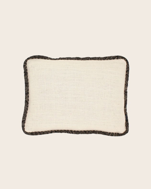 Housse de coussin Khadi en khadi de coton blanche et noire