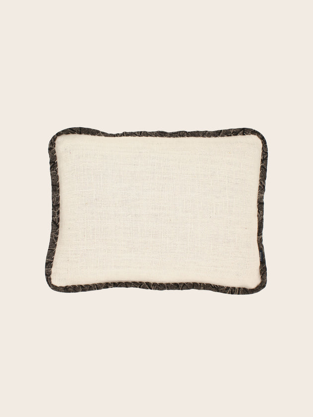 Housse de coussin Khadi en khadi de coton blanche et noire