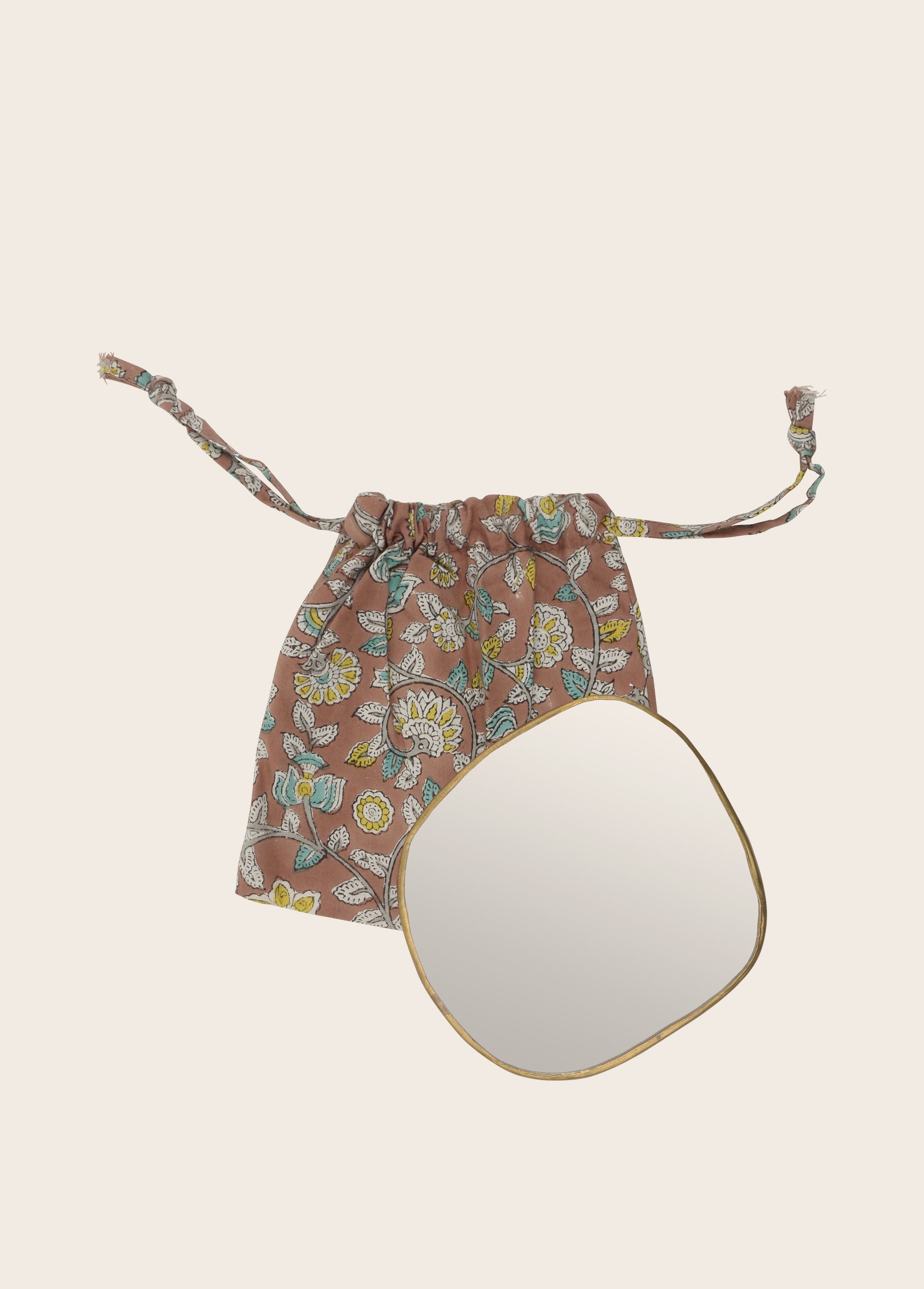 collection mini miroir Ame en laiton doré serti main 