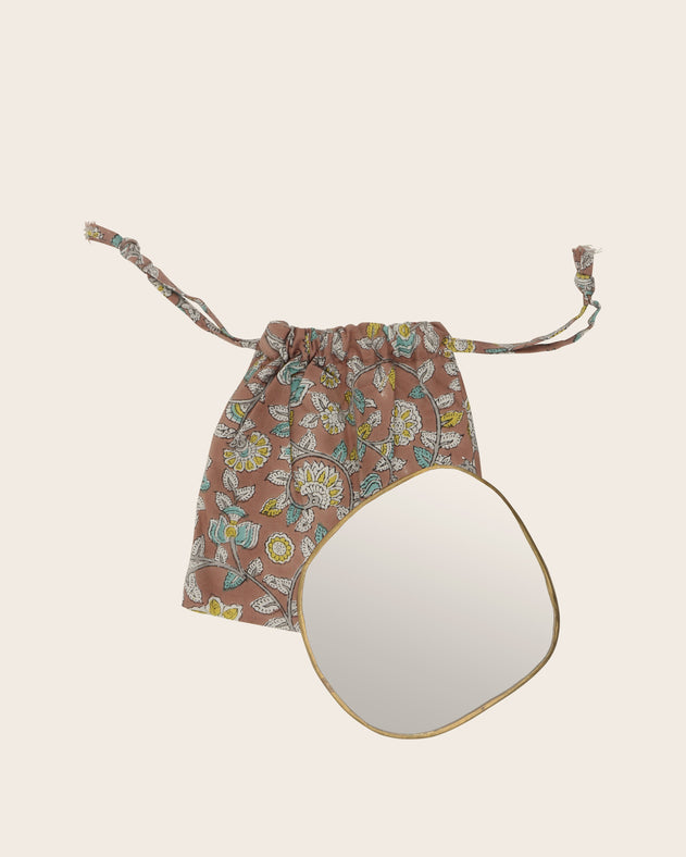 collection mini miroir Ame en laiton doré serti main 