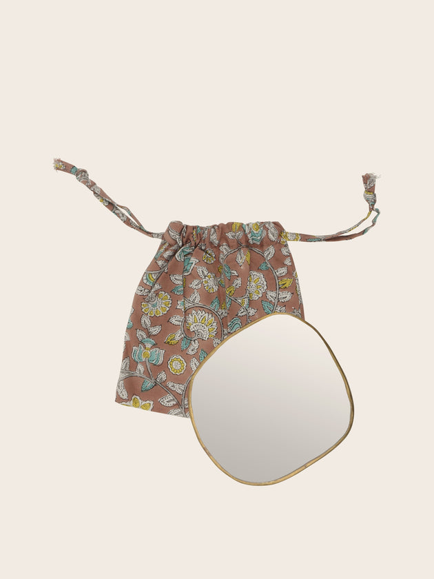 collection mini miroir Ame en laiton doré serti main 