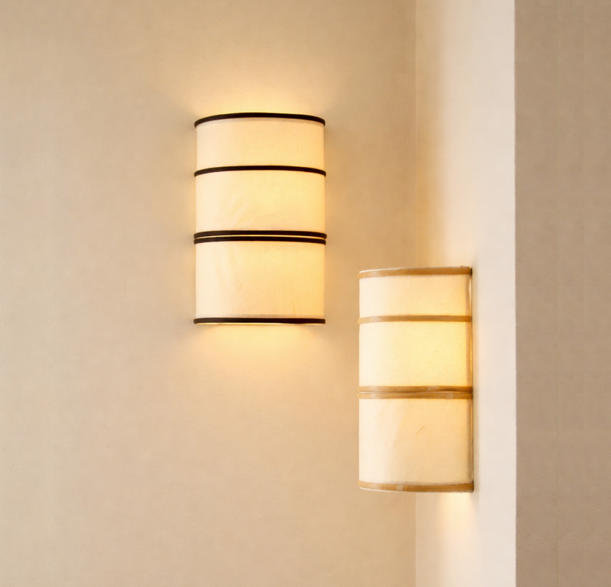 Applique en bambou de couleur naturelle et noire à accrocher au mur