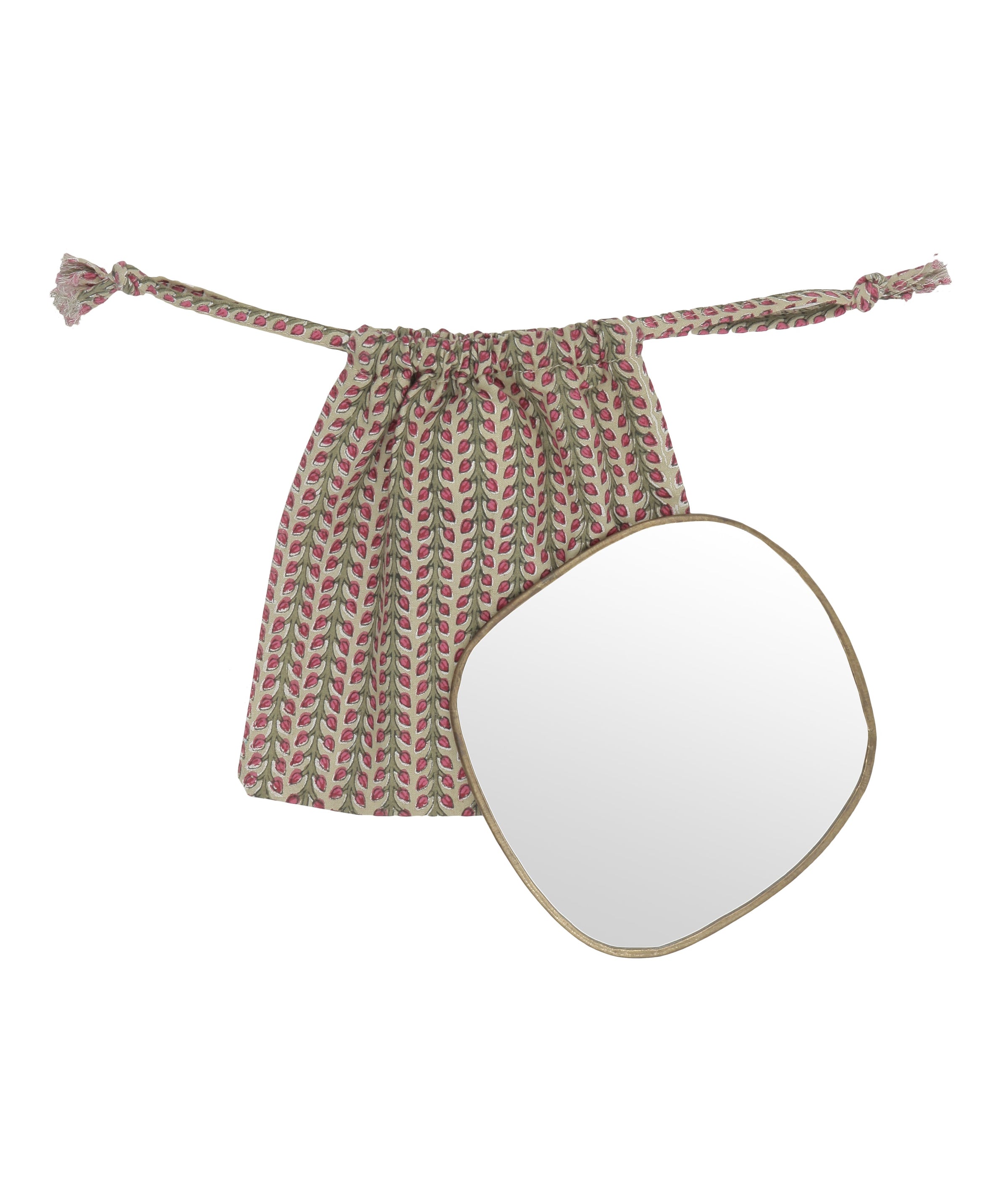 Mini miroir Ame en laiton et son pochon élégant