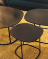 Détail des tables basses Ame en acier brut