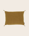 coussin déperlant pour l'extérieur Anatole avec pompons décoratifs couleur Moutarde