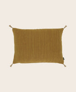 coussin déperlant pour l'extérieur Anatole avec pompons décoratifs couleur Moutarde