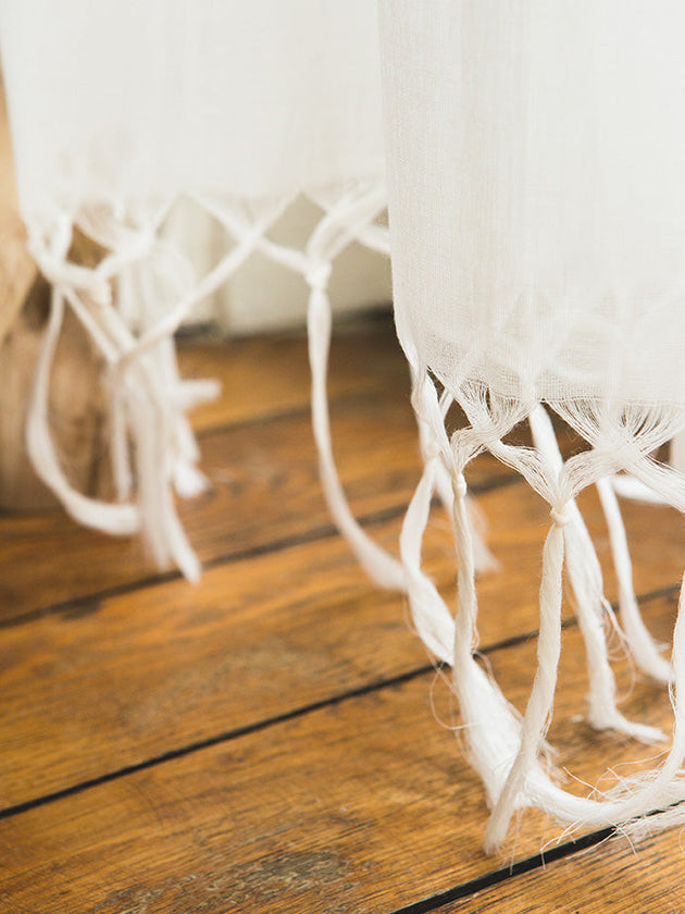 Rideau léger en coton Ashoka à franges fines 