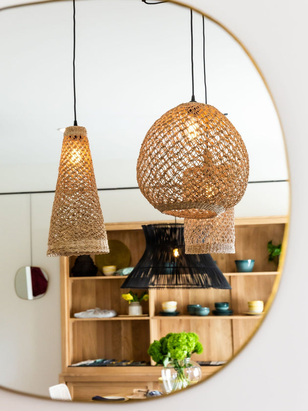 Luminaire : ensemble de suspensions tréssées en fibre de bananier Balbi