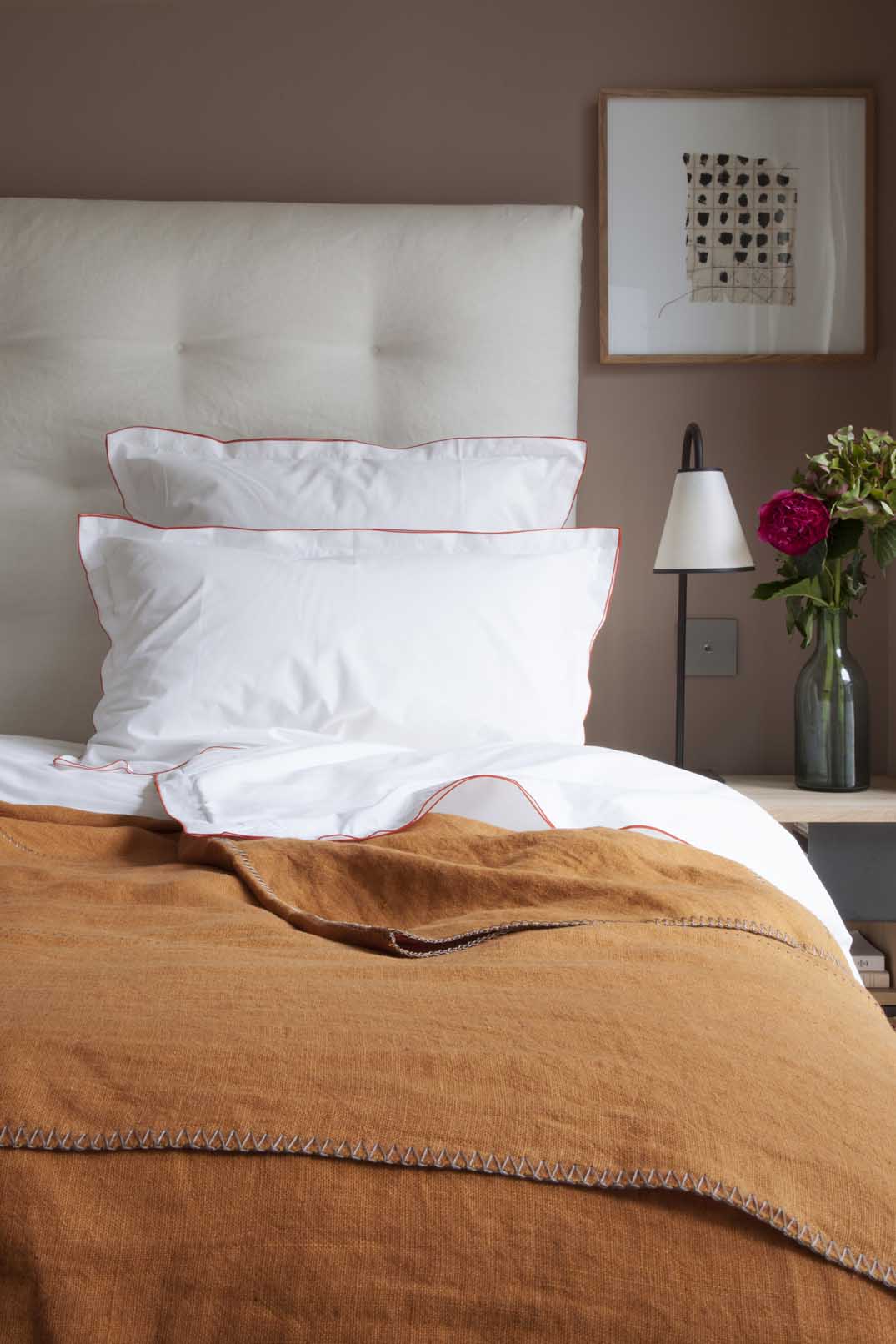 Linge de lit : drap housse blanc en percale de coton bio blanc